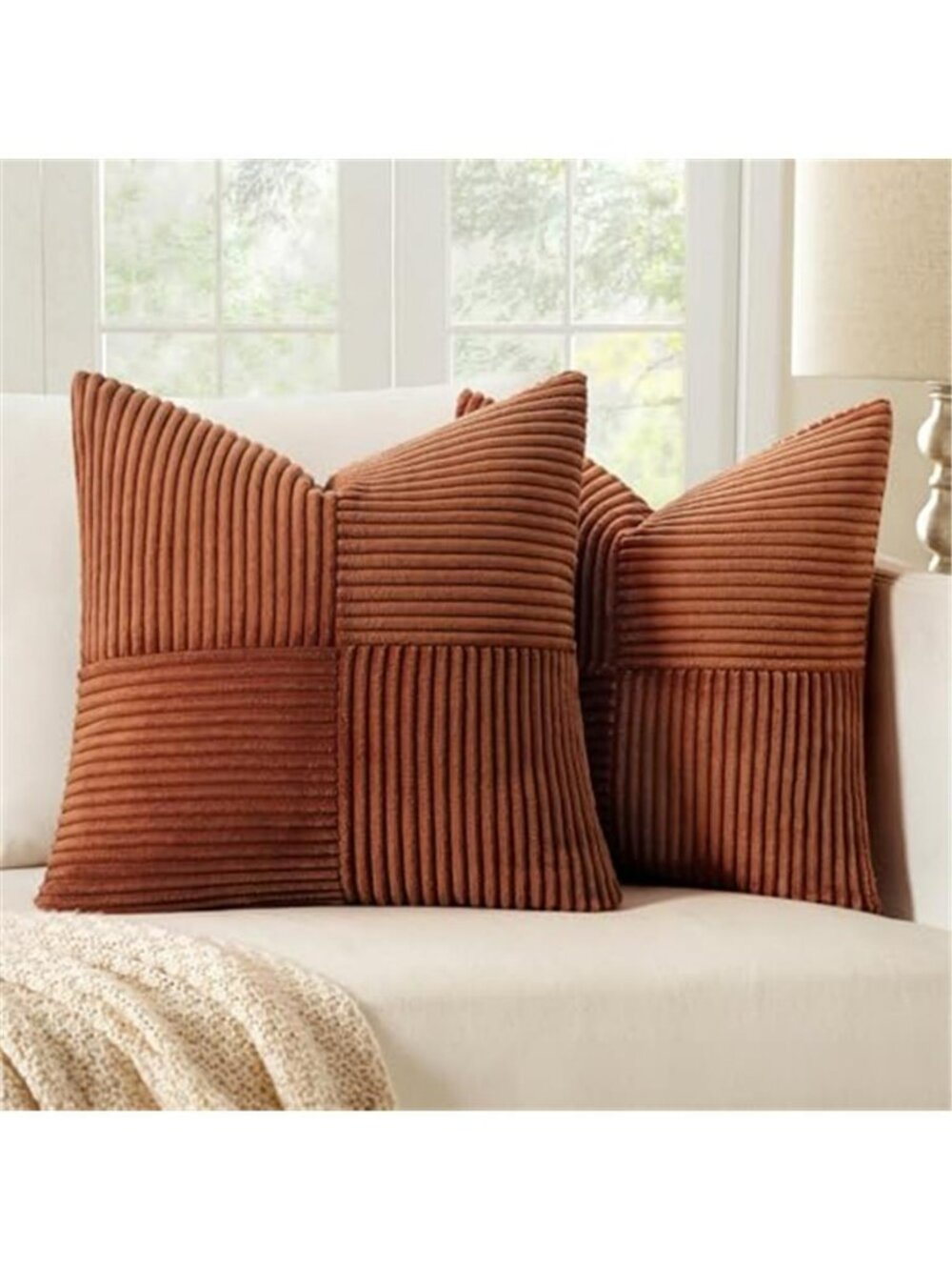 Dark Rust Decorative Throw Pillow Covers 18x18 Inch for Couch Bed Sofa